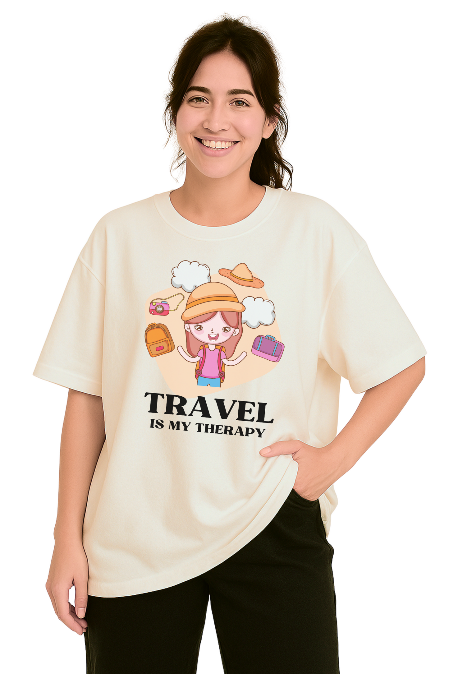 Travel is my therapy - Female Oversized Classic T-Shirt